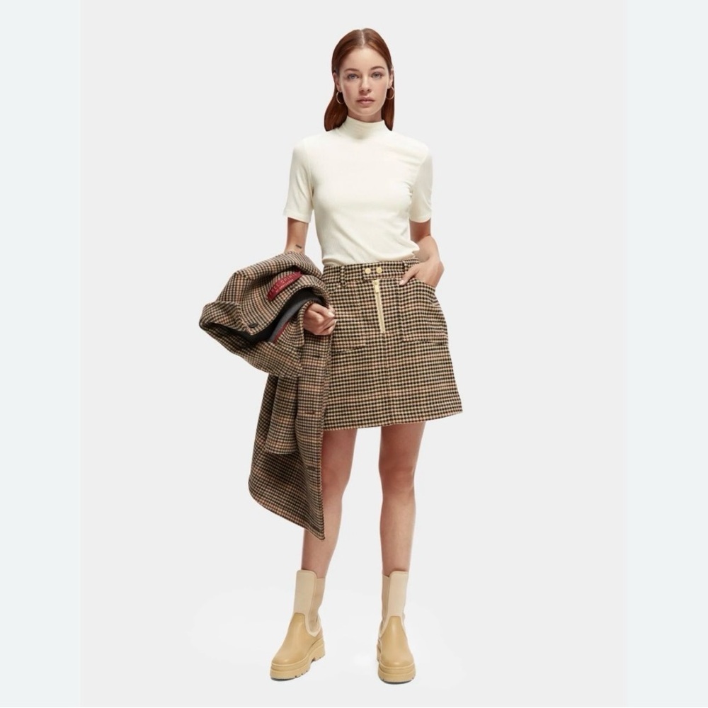 Scotch & Soda Miniskirt In Heritage Check Brown . Size L - Picture 15 of 15